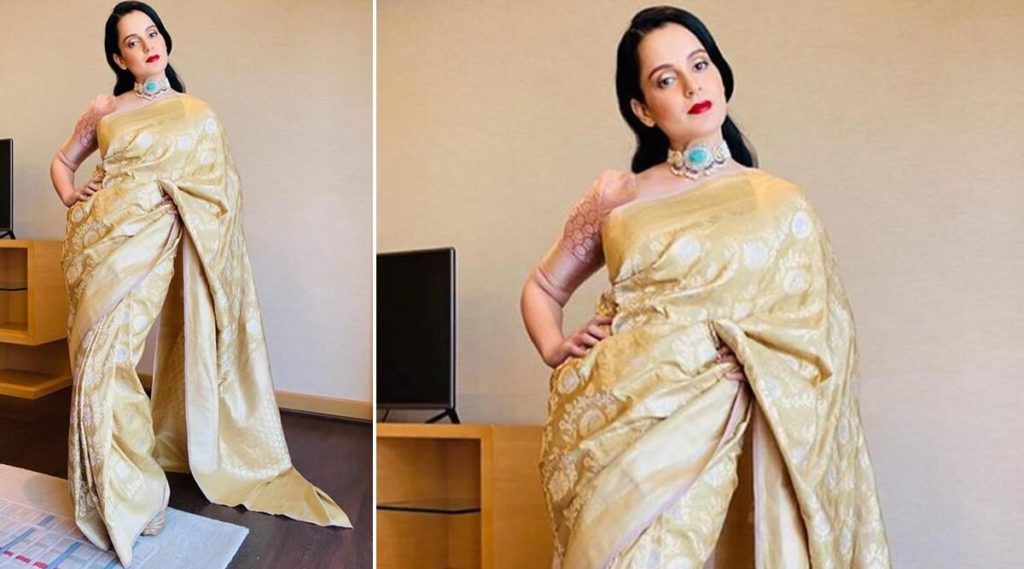 Kangana Ranaut Shows Us How To Look Royal In A Simple Chiffon Saree!