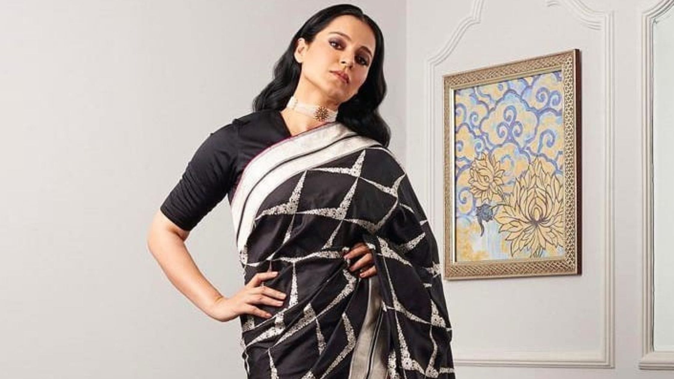 Kangana in Black Banarasi Saree