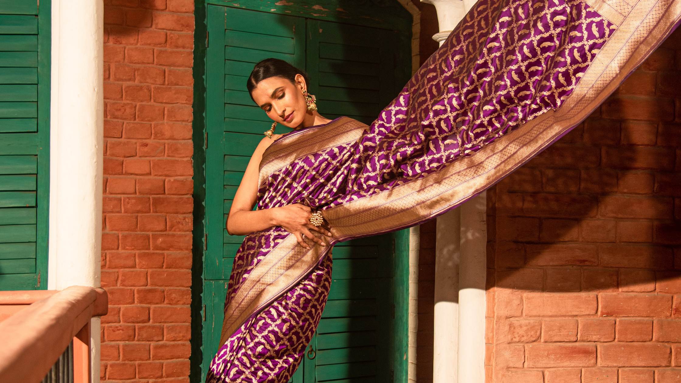 Wine banarasi saree