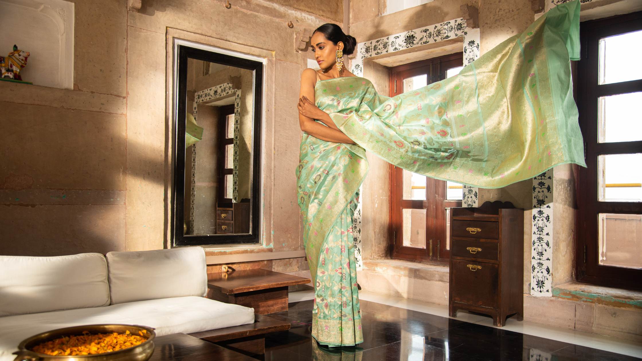 Green Banarasi Silk Saree