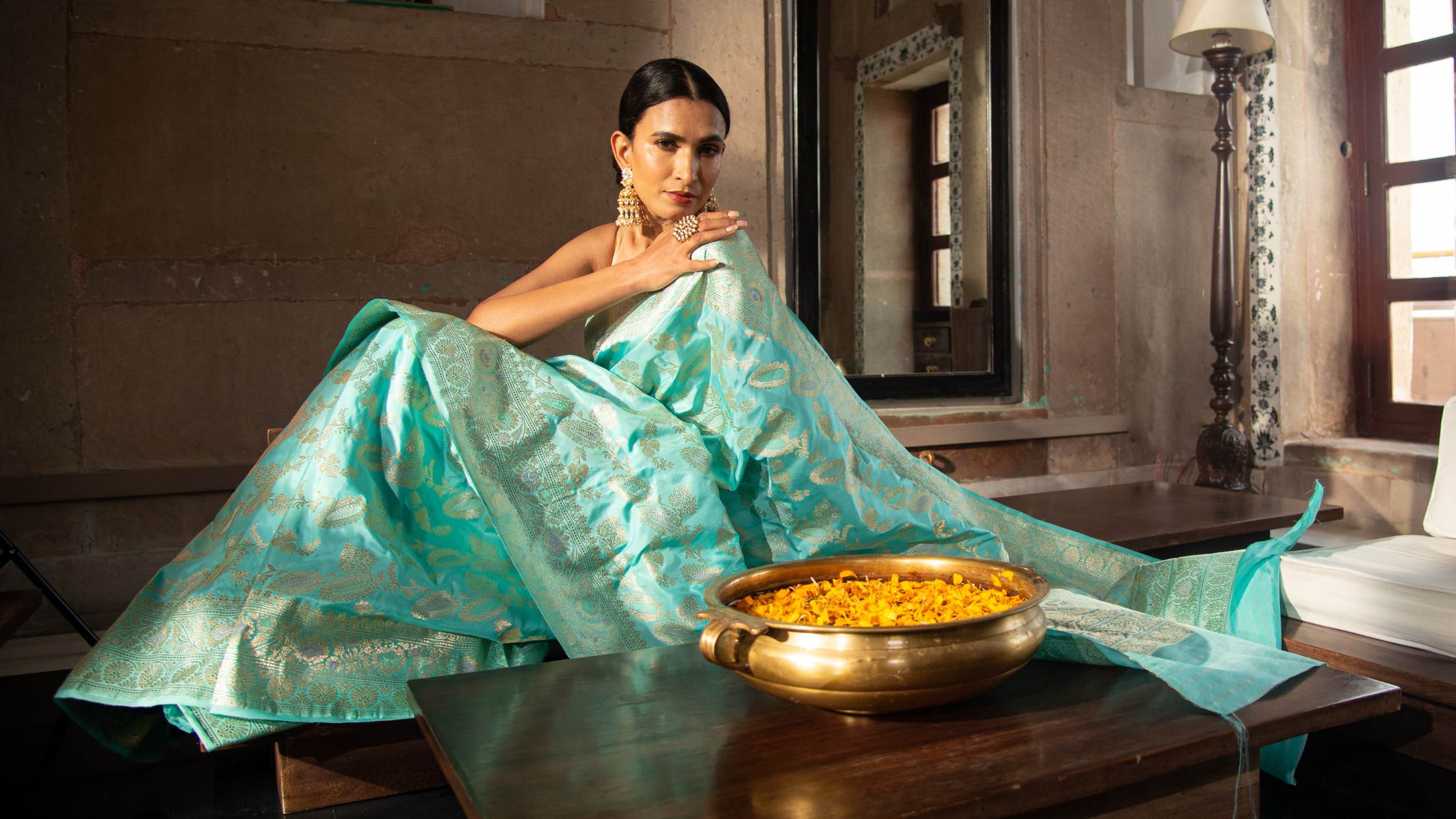 Green Banarasi Silk Saree