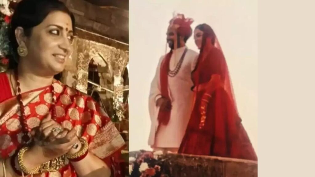 Smriti Irani In a Red Banarasi Saree