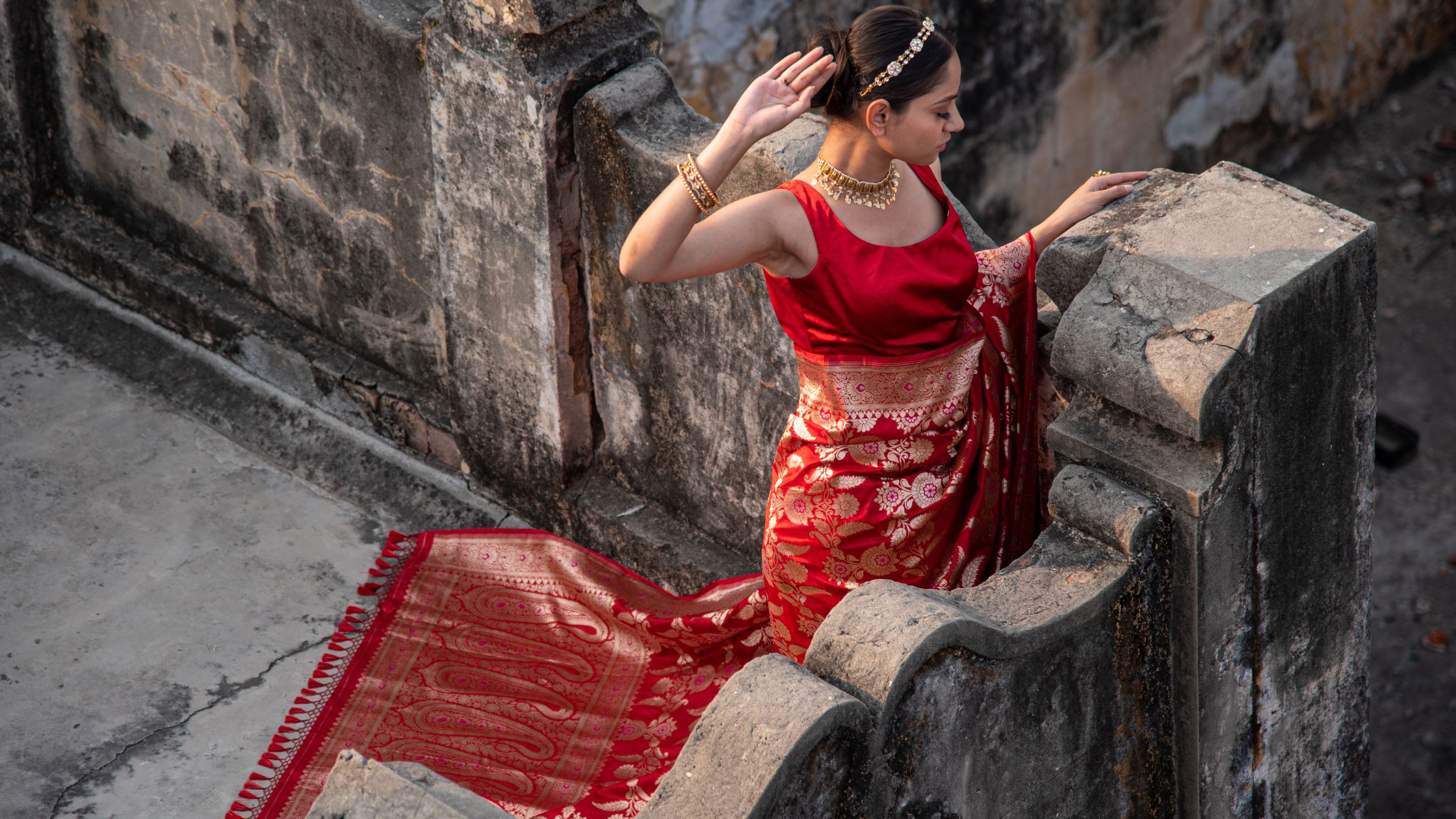 Banarasi Saree in Fuchsia : SEW7315