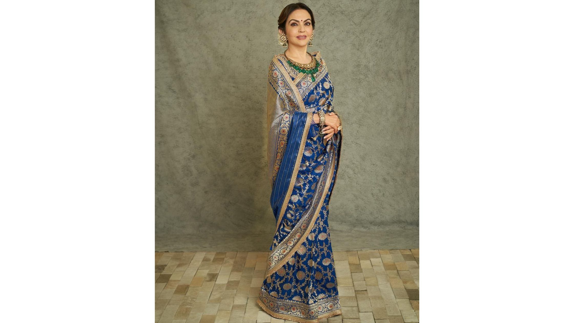 Nita Ambani in Royal blue banarasi saree