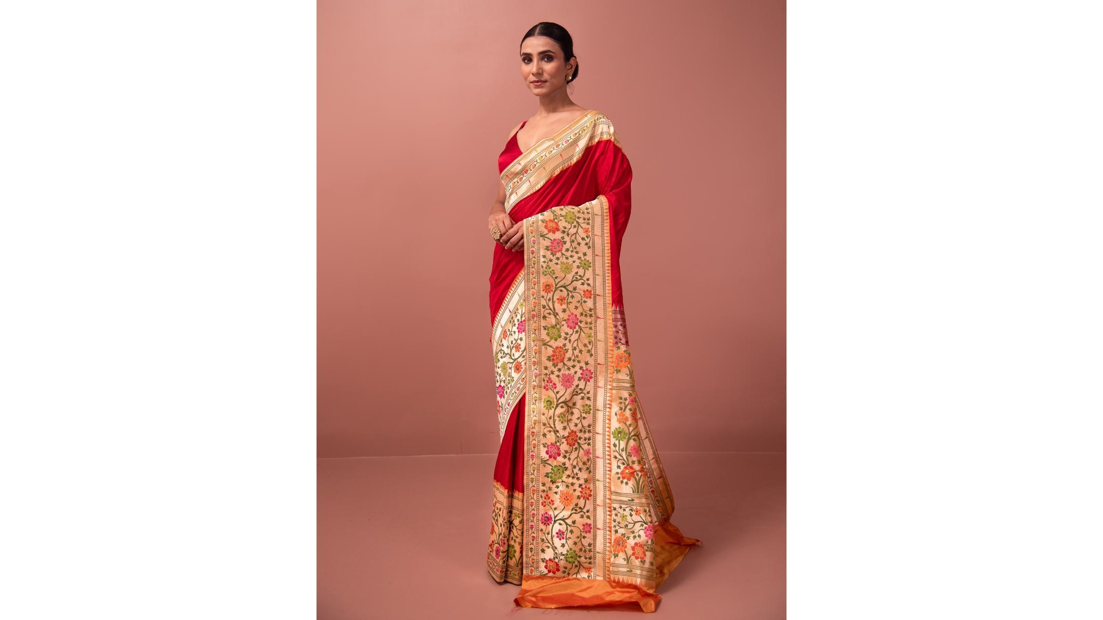 Red Paithani Katan Silk Handloom Banarasi Saree