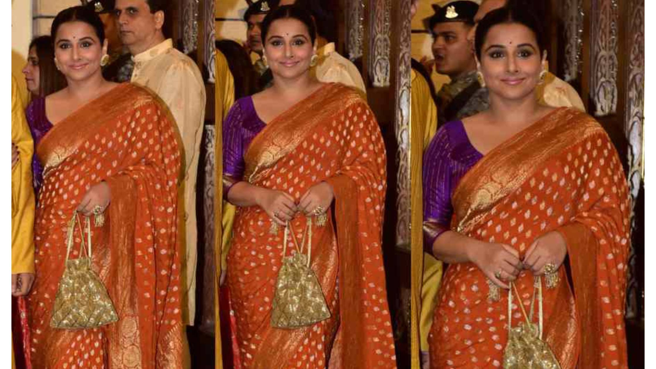 Vidya Balan in Orange Banarasi Saree