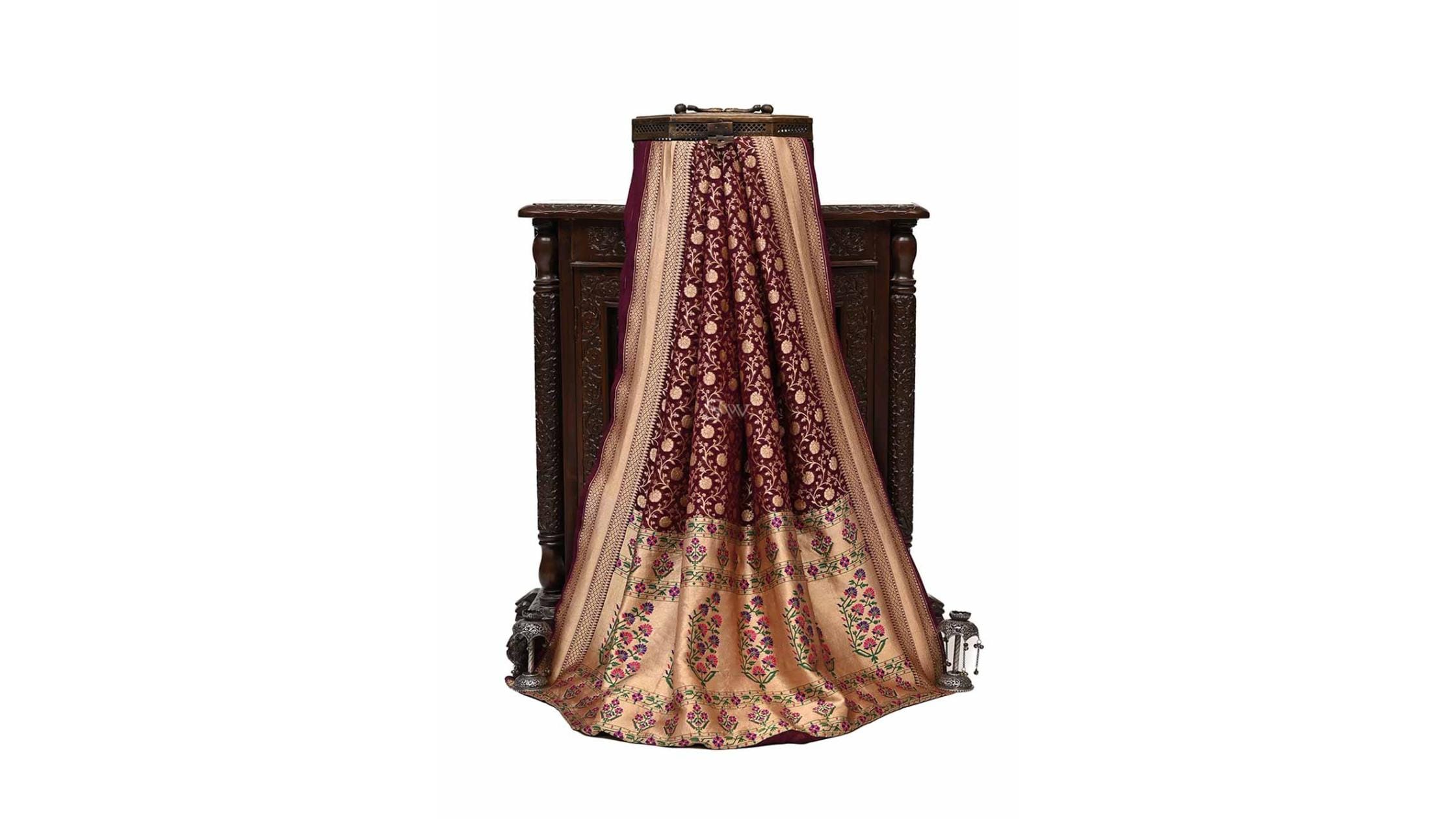Wine Banarasi Saree