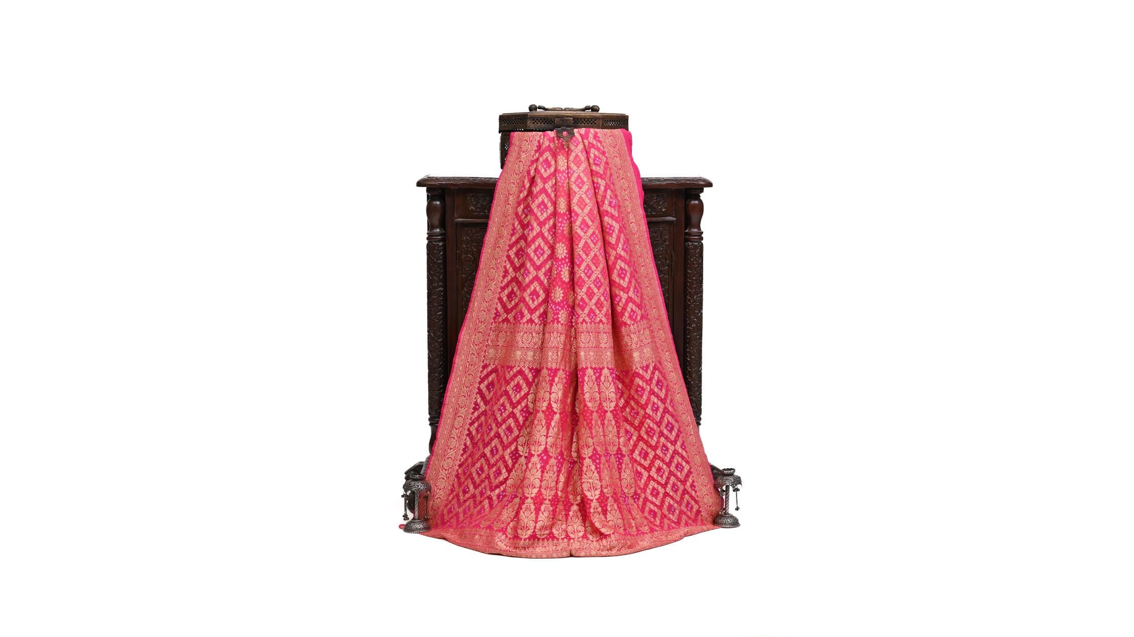 Pink Banarasi Bandhani Saree