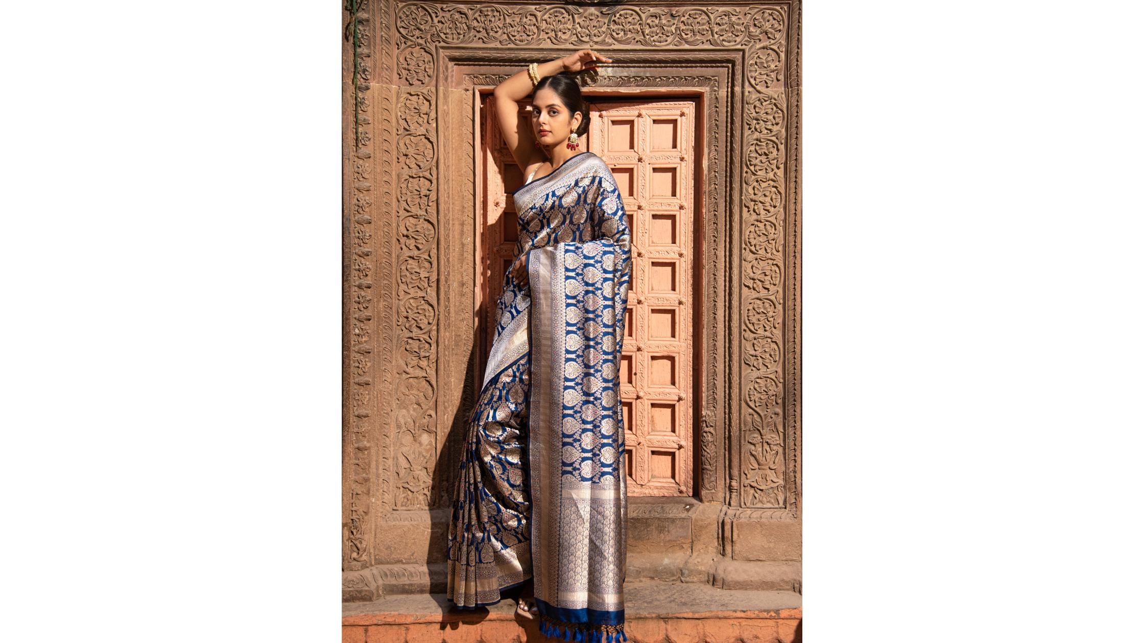 Blue Banarasi Silk saree