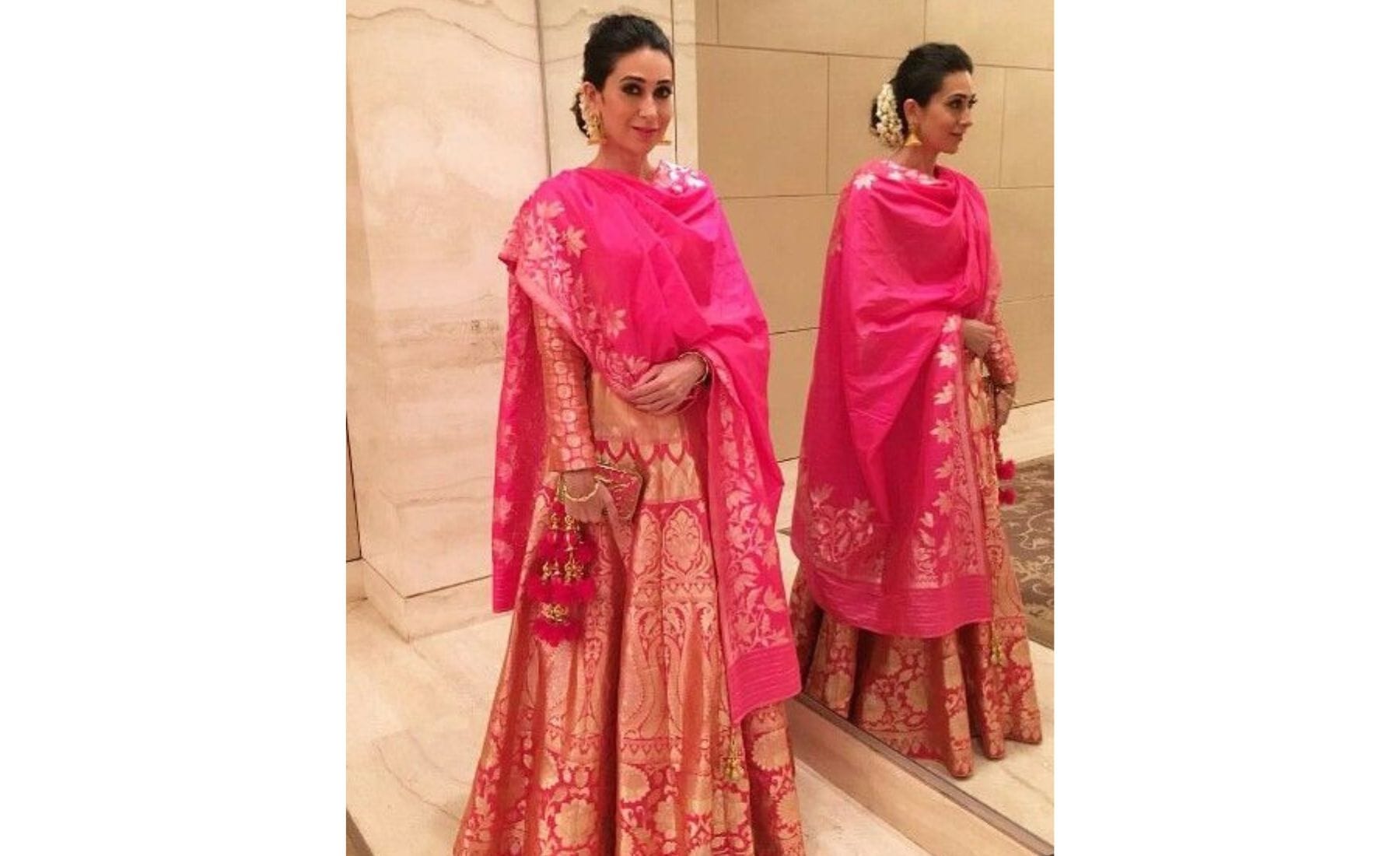 Karishma Kapoor in Pink Banarasi Lehenga