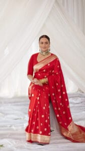 red banarasi silk saree