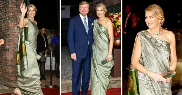 Queen Máxima Wears Saree to Honor Indian Heritage
